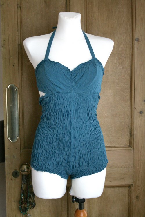 1940/50s SEA NYMPH Strapless BOMBSHELL Bathing Suit in Lastex Faille  .. Size Medium -  Canada