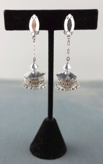 JE108-Lewis Segal 1960s drop earrings crystal dangle silver - 3.jpg