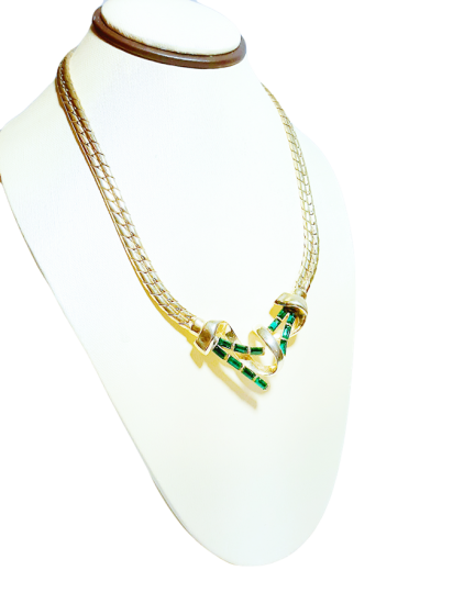 jeray green rhinestone choker necklace 50s.png