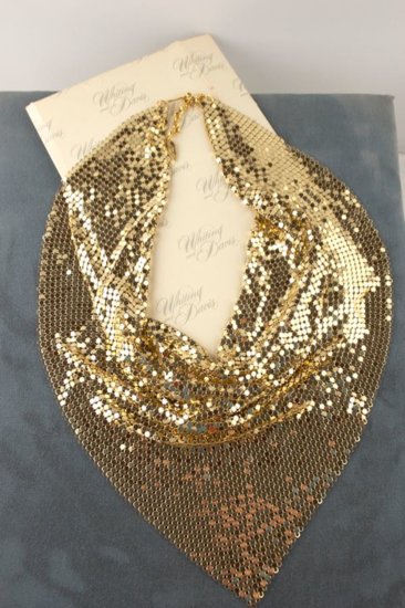 JN136-70s Whiting & Davis mesh necklace bib gold metal orig box - 5.jpg