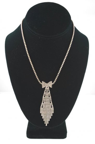 JN152-rhinestone necklace fringed bow pendant 1960s - 5.jpg