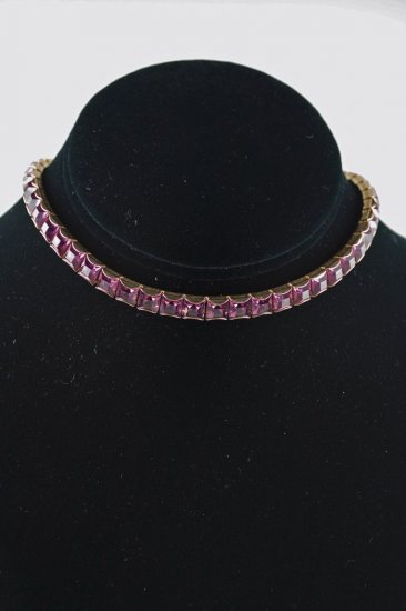 JN153-square purple rhinestones choker necklace 1950s - 3.jpg