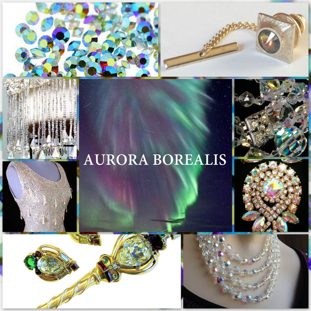 Vintage Simulate Pearl- Crystal and Aurora Rhinestone Brooch and - Ruby Lane
