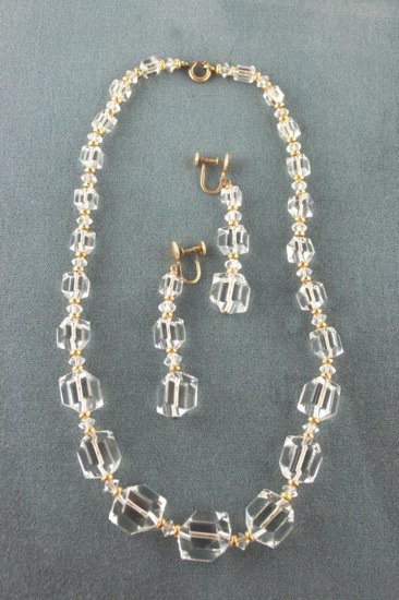 JS92-1930s 1940s Simmon ice cube crystal beads necklace set gold filled - 4 copy.jpg
