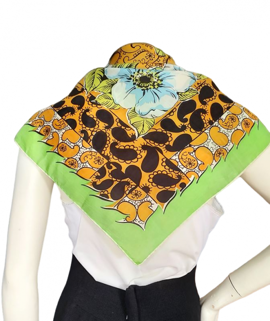large silk lime green and blue flowers black paisley 60s scarf-PhotoRoom.png-PhotoRoom.png