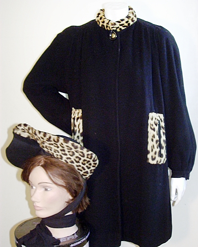 leopard trim coat hat,anothertimevintageapparel.JPG