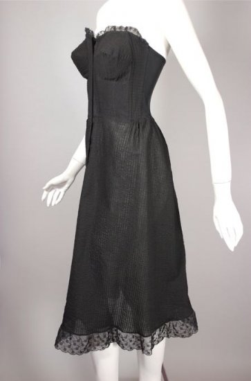 LG117-1950s strapless bra slip 36C bombshell black cotton - 4.jpg