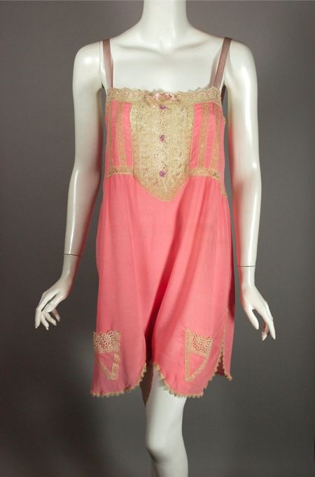 LG131-pink silk 1920s chemise step-in slip flapper lingerie size M - 1.jpg
