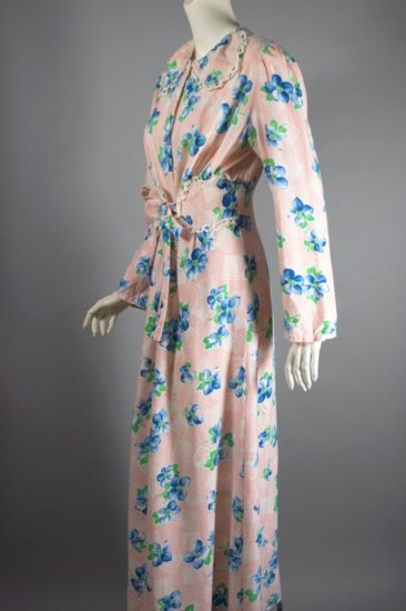 LG147-1930s 1940s flannel nightgown dressing gown M - 04.jpg
