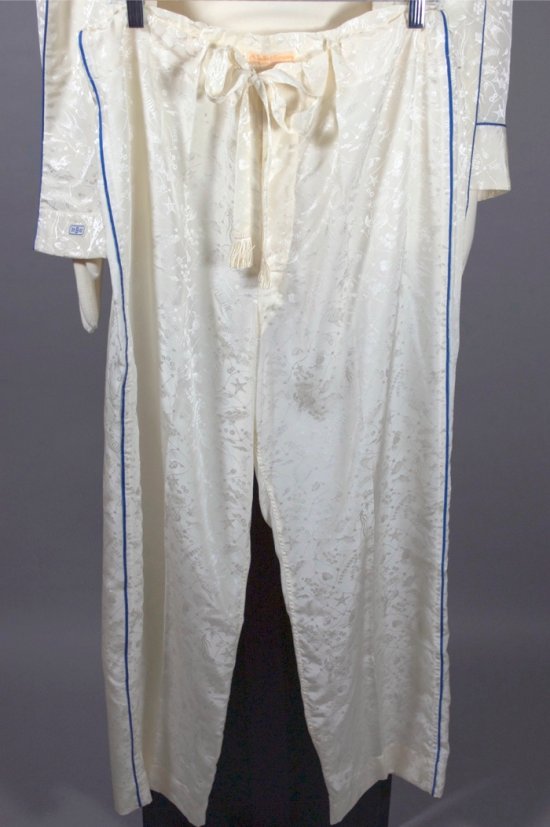 LG154-sea creatures white silk Sulka pajamas 1950s mens M - 11.jpg