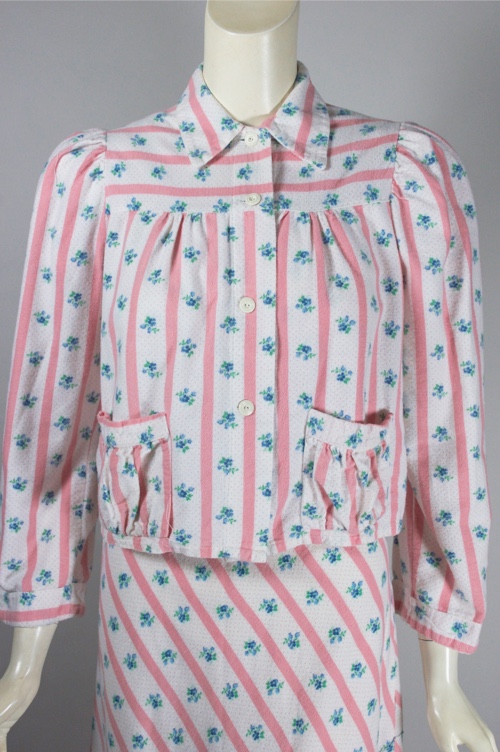 LG217-1930s nightgown bedjacket set pink stripe cotton flannel S - 11.jpg