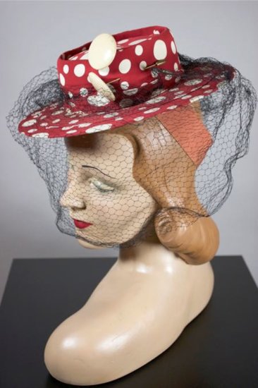 LH325-1940s tilt hat with veil red polka dot fabric - 08.jpg