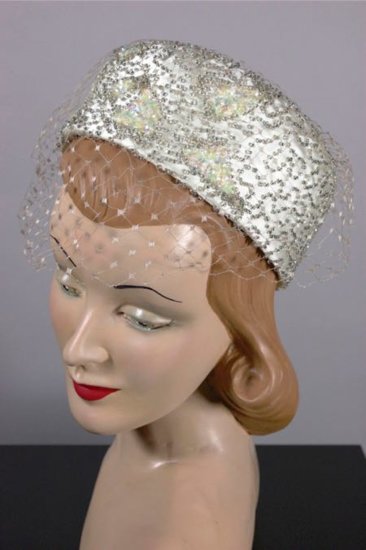 LH332-beaded ivory pillbox hat 1960s open crown veil bridal - 5 copy.jpg