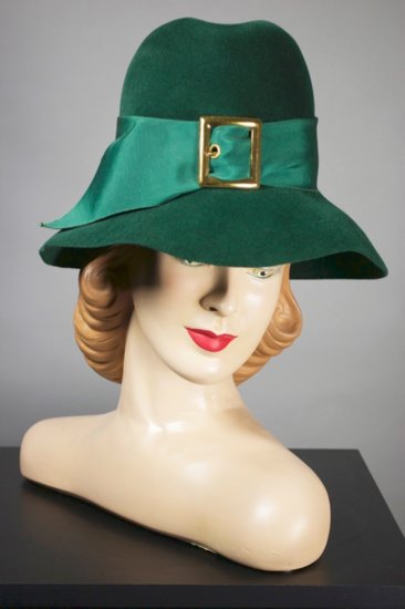 LH357-emerald green fedora ladies hat 1960s tall crown - 03.jpg