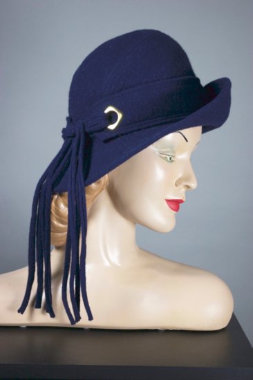 LH358-Mr John 1960s wide brim hat ladies navy blue wool - 03.jpg