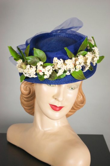 LH403-royal blue straw 1960s hat flowers berries trim - 7 copy.jpg
