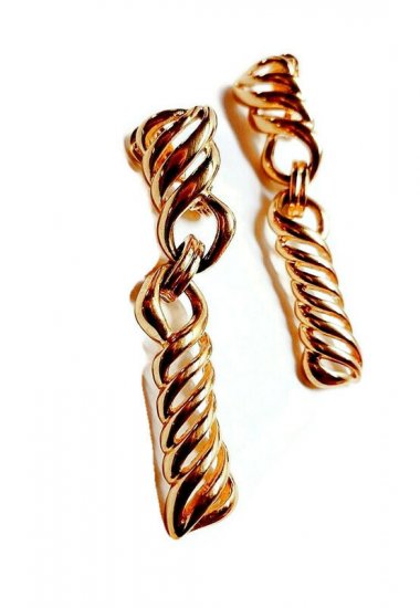 long double gold chain drop earrings vintage.jpg