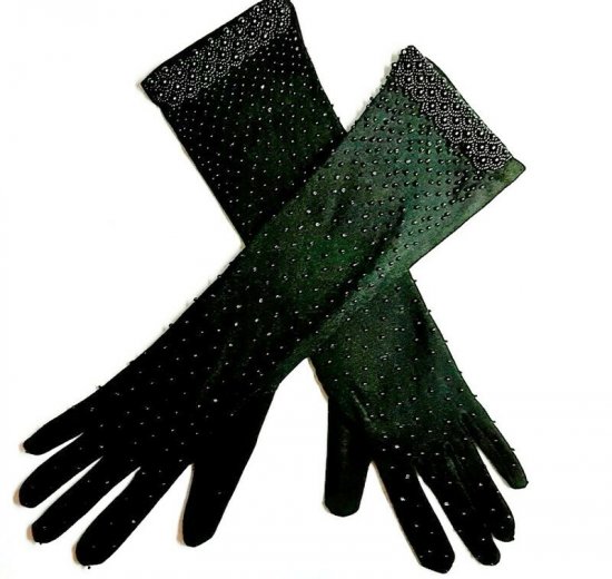 long vintage black beaded evening gloves,opera gloves,1960,long gloves 1.jpg