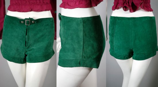 LP22-dark green suede hotpants 1970s short shorts zip front-.jpg.jpg