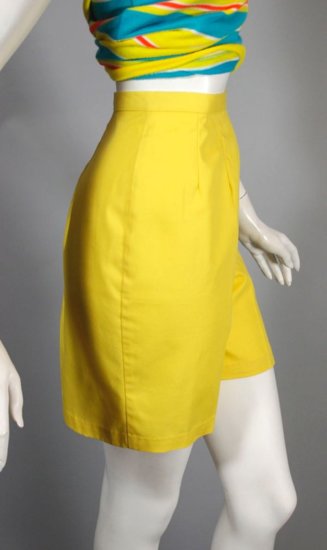 LP24-bright yellow 1960s shorts high waist flat front - 5.jpg