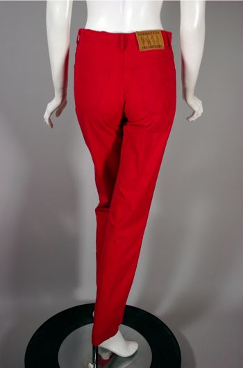 LP28-1970s Fiorucci pant red safety jeans 70s denim XS - 5.jpg