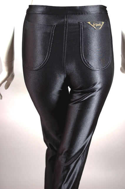 LP31-shiny stretch 70s disco pant black high waist jeans 1970s - 7.jpg