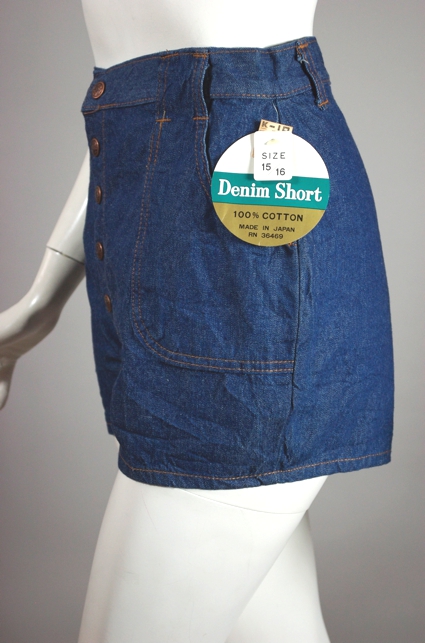 LP34-blue denim 70s shorts high waist size M deadstock - 5.jpg