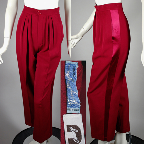 LP38-Thierry Mugler 80s vintage trousers ladies red XXS 2 views.jpg
