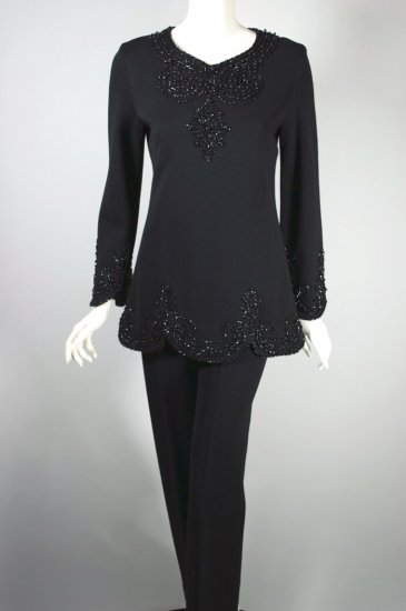 LP51-beaded black wool knit 1960s tunic cigarette pant set - 04.jpg