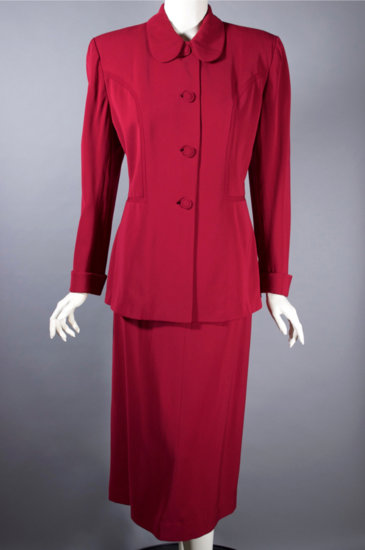 LST120-late 1940s gabardine skirt suit red cranberry  - 07.jpg