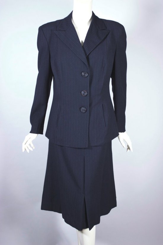 LST157-blue pinstripe wool ladies skirt suit 1940s M-L - 04.jpg