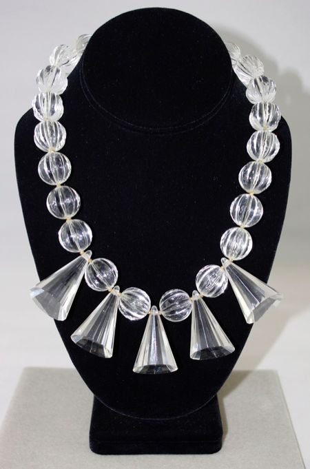 MB19-late 1970s Miriam Haskell necklace acrylic clear faceted drops - 6.jpg