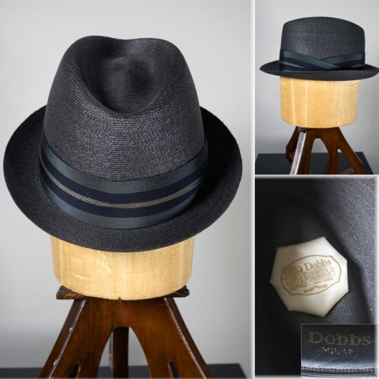 MH46-Dobbs Milan straw grey fedora hat 1950s 7 to 7 1-8 - 13.jpg