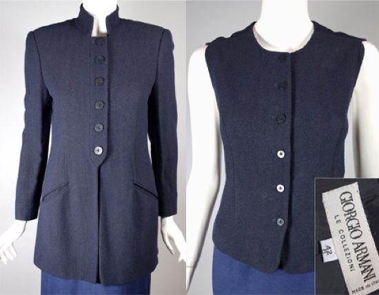 minimalist Giorgio Armani 90s ladies jacket vest XS navy boucle.jpg