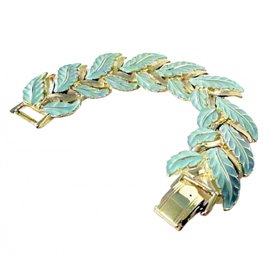 mint green leaf bracelet,vintage,1950s,costume jewelry,anothertimevintageapparel 1.png