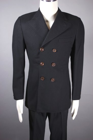 MST23-double breasted jacket 1960s mod black wool size S - 01.jpg