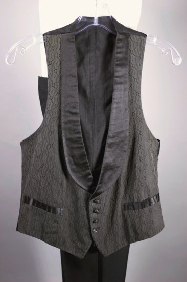 MST25-1900s Edwardian waistcoat vest silk brocade shawl collar size S - 3.jpg