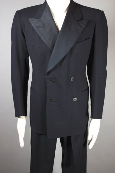 MST26-1930s 40s tuxedo suit double breasted jacket black wool silk faille - 06.jpg
