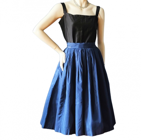 navy blue satin circle skirt full 1950s vintage-PhotoRoom.png-.png 2.png