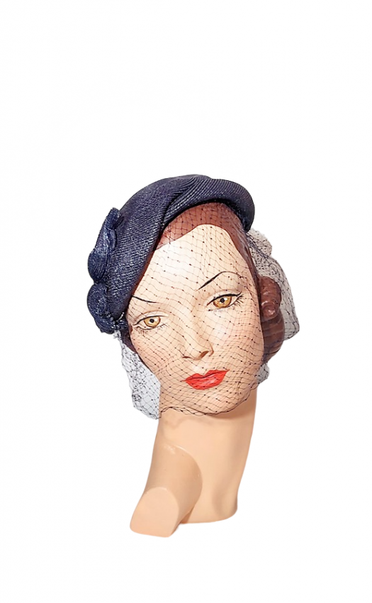 navy sm 1950s draped profile hat cocktail veil 1.png