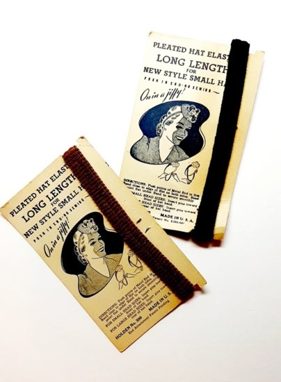 NOS vtge40s hat elastics on card,true vintage,milinery supplies vintage.jpg