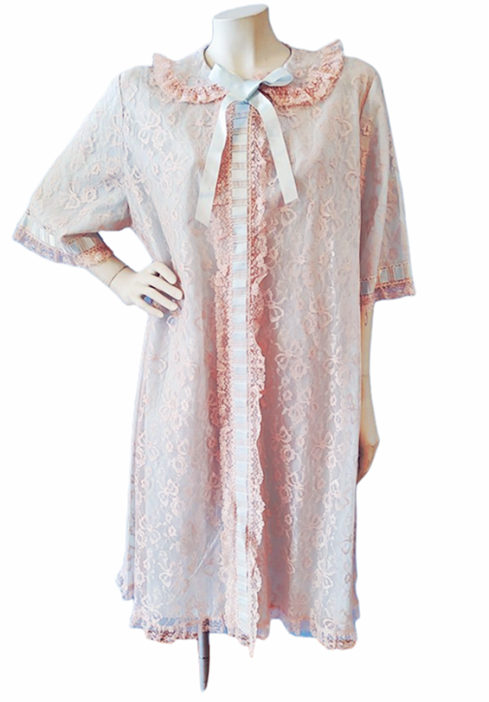 odette barsa vintage 50 60s robe lace aqua house coat another time vintage apparel 3.png