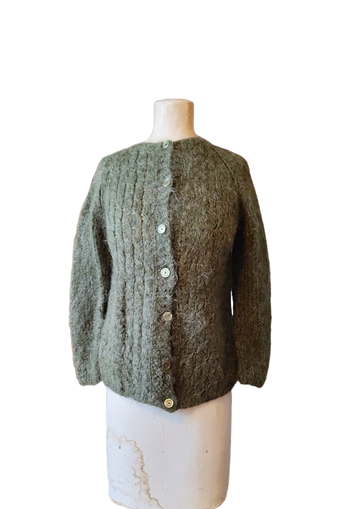 olive wool mohair carigan 1960s vintage sweater hand knit 2-PhotoRoom.png 2.png