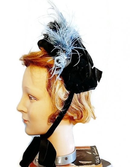 original victorial black velvet bonnet feathersantique bonnet 1880sbettebgoodvintage.jpg