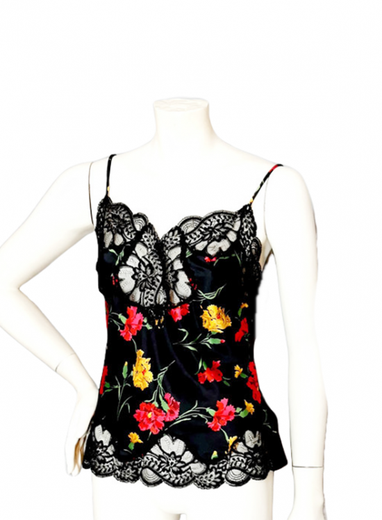 oscar de la renta vintage camisole,black floral camisole,vintage  3.png