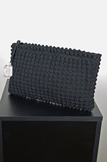 P396-1940s corde bag black large clutch lucite zipper pull - 01.jpg
