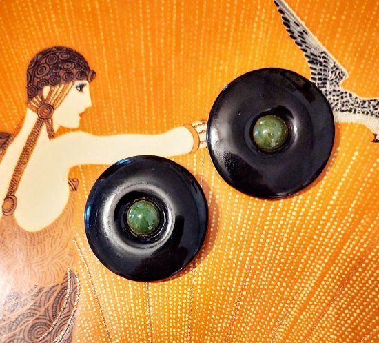 pair black and green bakelite big buttons vintage 1930s another time vintage apparel.jpg