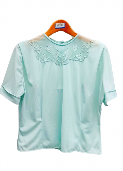 pale aqua nylon 1950s blouse larger size yoke details vintage.png