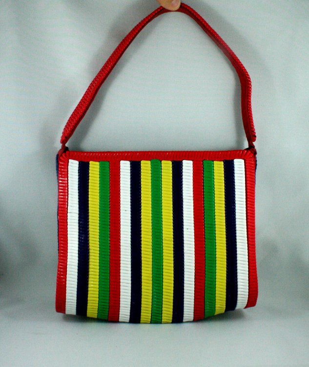 Vintage 1950s Plastic Coil Telephone Cord Handbag Purse with Strap