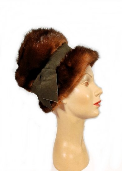 real  mink 1950s high fashion hat,brown mink hat,tall hat,fur hat.jpg